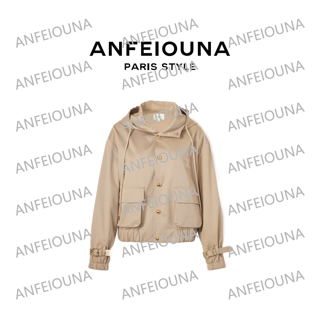 2025新款连帽单排扣时髦百搭外套上衣女士1261