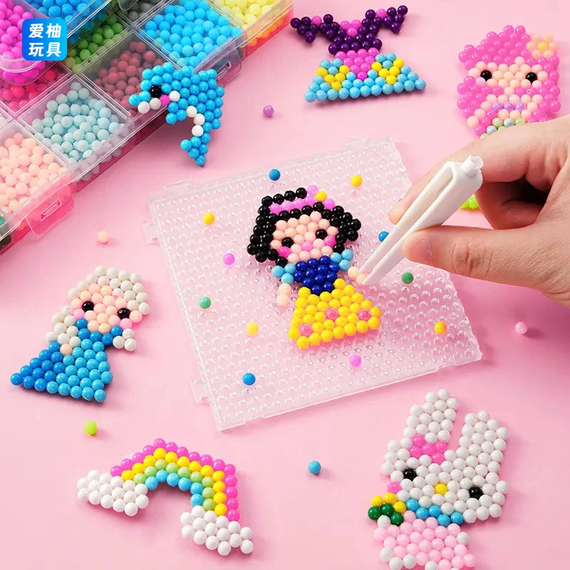 【抢!孩子喜欢】神奇水雾魔法珠魔豆水粘珠儿童手工diy拼插玩具