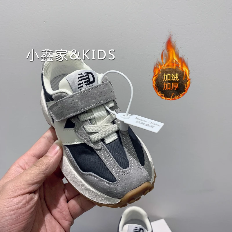 奥莱官网NB327【断码】儿童复古2025冻N字女童二棉加厚男童运动鞋潮