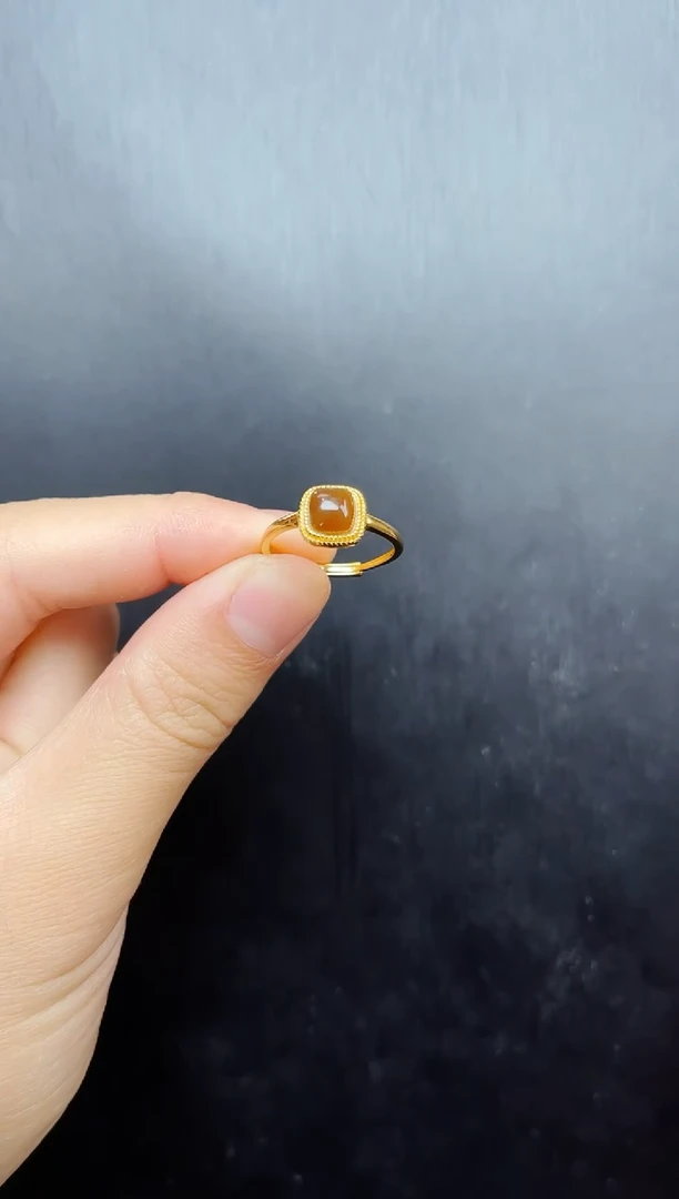 和田玉戒指银S925镶嵌糖戒指06