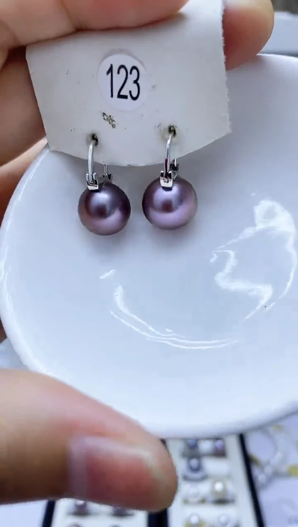 银S925镶嵌淡水珍珠耳饰123