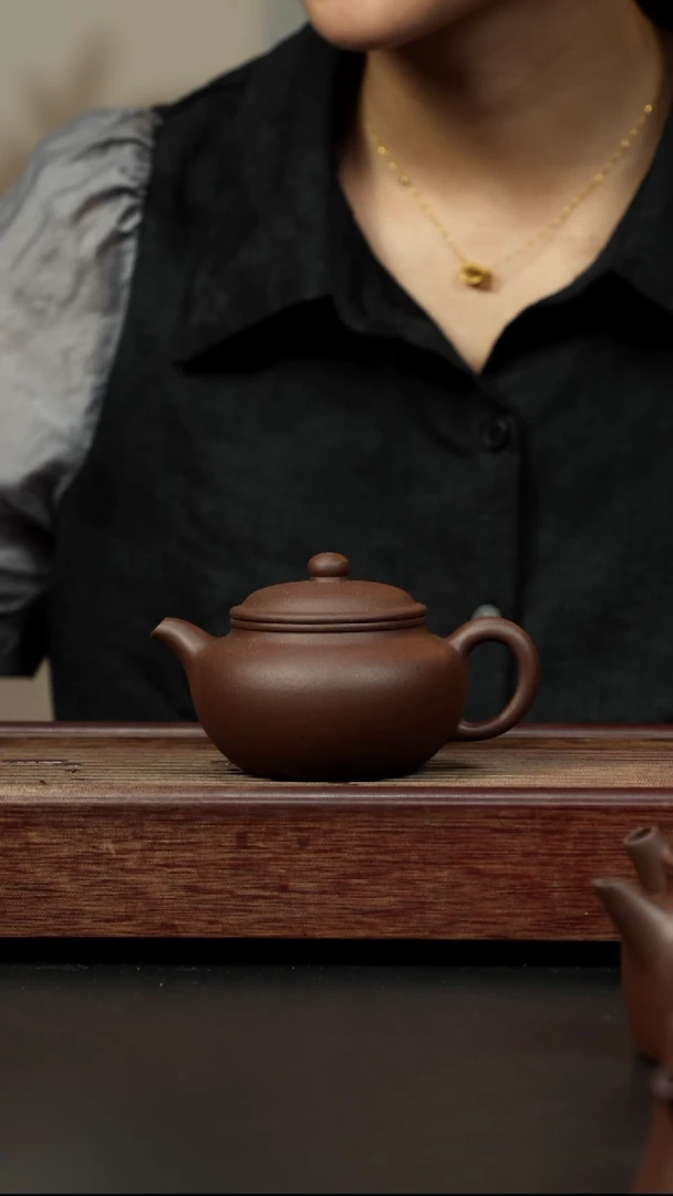 紫砂茶壶老紫泥 永福莲子
