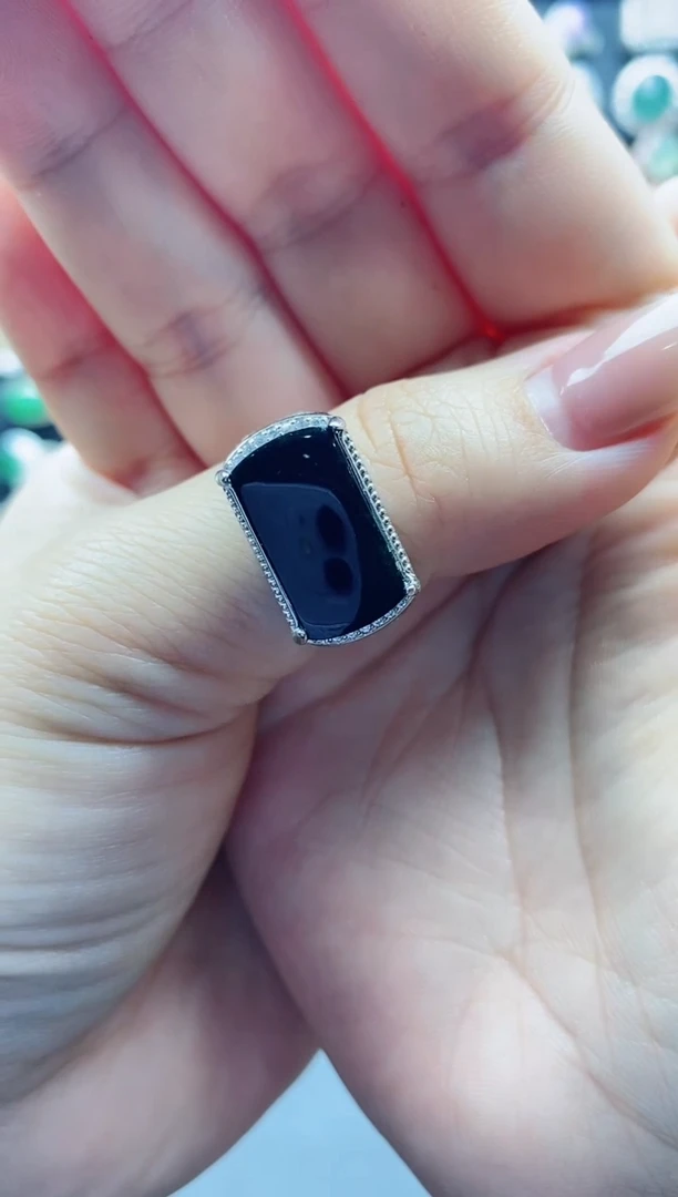 【闪购商品】翡翠戒指银S925镶嵌天然A货翡翠戒指