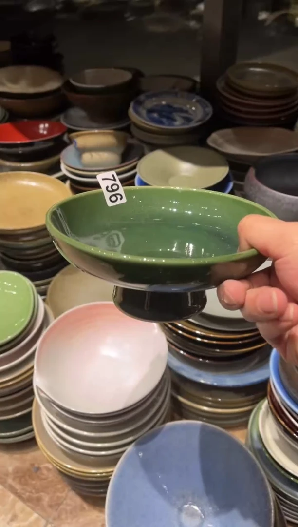 【闪购商品】瓷片796   翠绿高足盘1个
