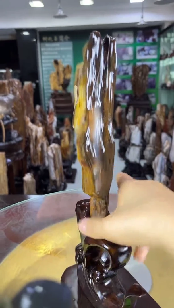 缅甸天然树化玉精品摆件
