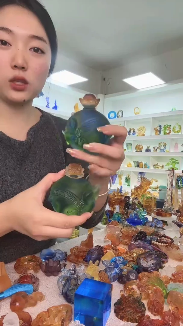 手工艺品琉璃吉象1对