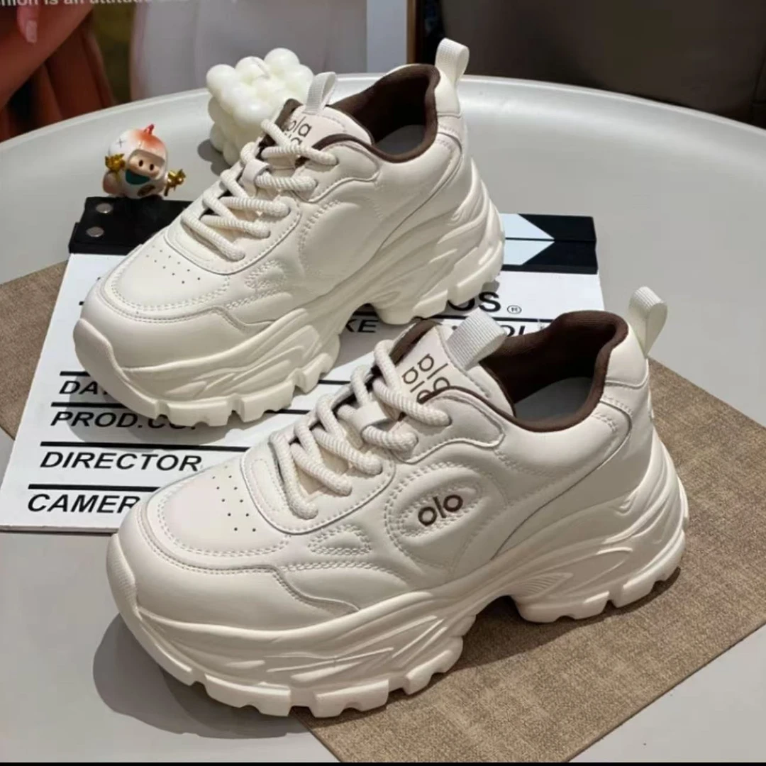 运动鞋女鞋2025年秋季系带厚底时尚女款软面舒适老爹鞋女款增高