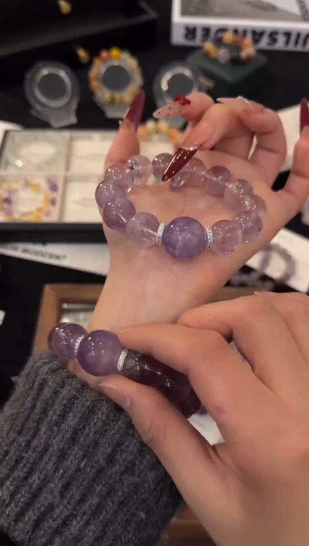 合金手链水晶紫兔毛x3511