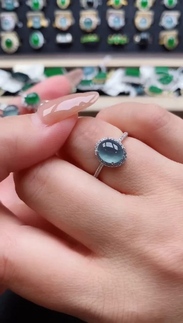 银S925镶嵌戒指翡翠1