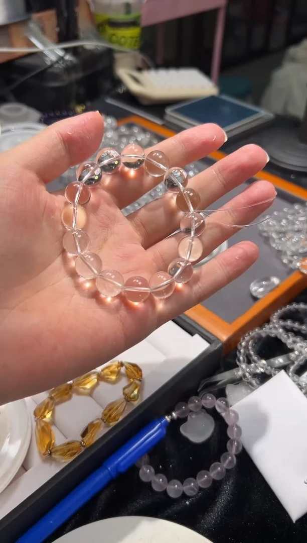水晶手链未镶嵌巴西白水晶13mm全净体