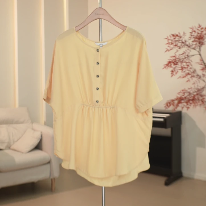 G888 中长款弧形下摆宽松上衣女 4B26