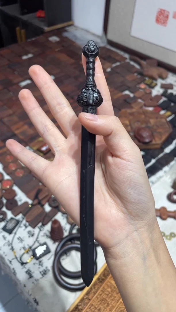 枣木玉化19cm天师发簪剑