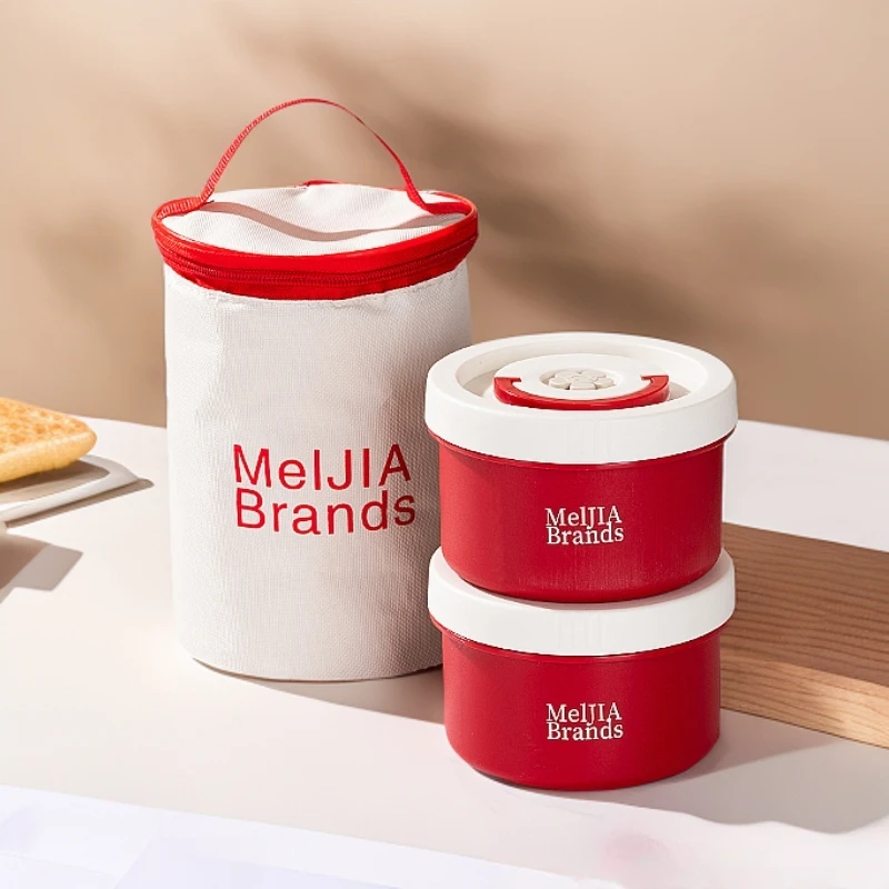 媚家原创便携饭盒微波炉加热便当盒高硼硅玻璃内胆带饭分装餐盒