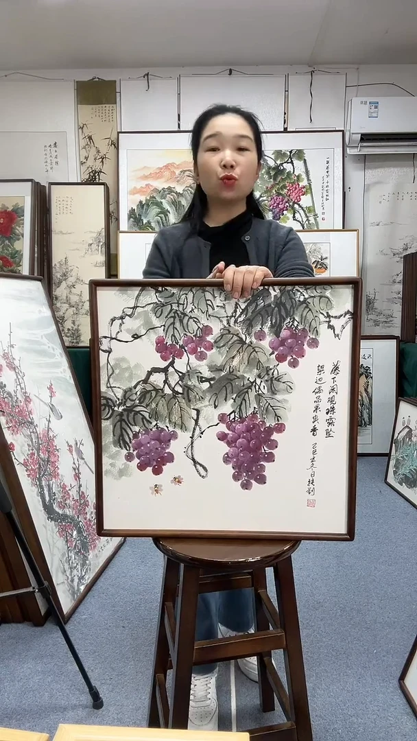 国画12*12摆台极兔包邮手绘随机发货