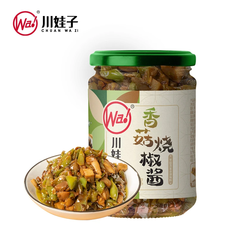 川娃子菇菇烧椒酱四川辣椒酱下饭菜农家剁椒拌饭拌面酱擂椒皮蛋酱