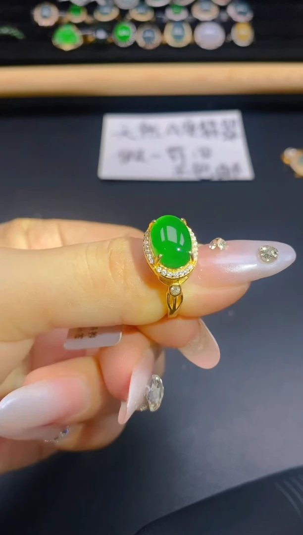 银S925镶嵌戒指翡翠73