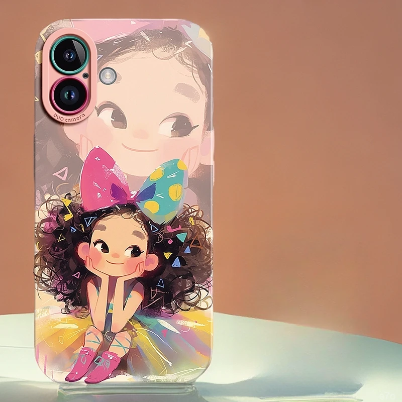 蝴蝶结女孩适用苹果16promax网红iPhone16保护套16pro硅胶15proma