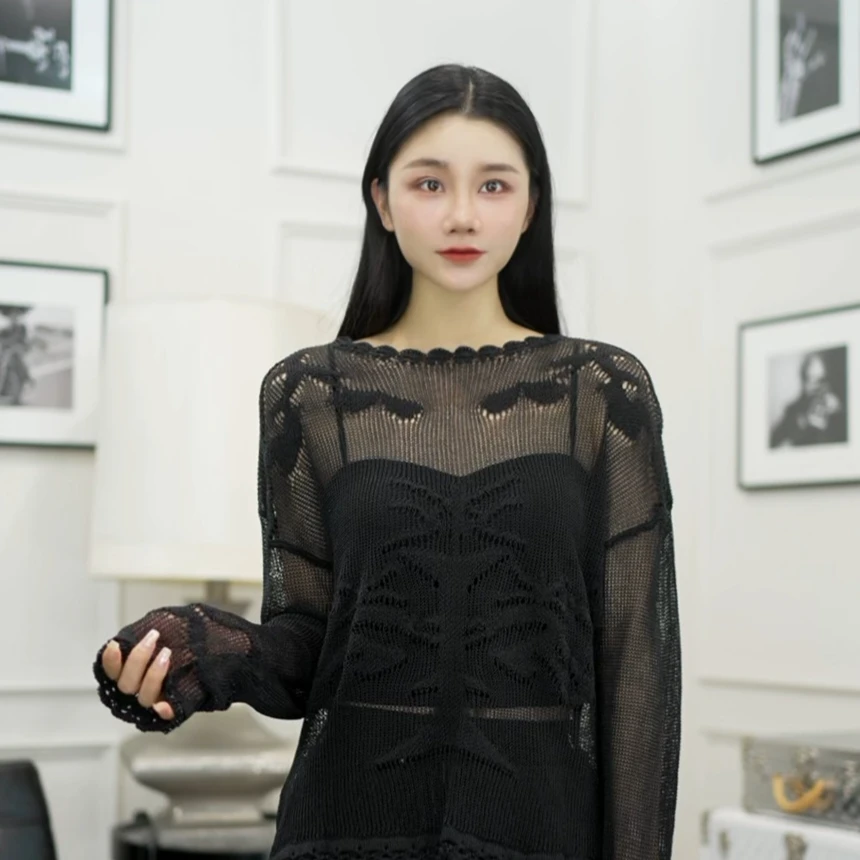 BETTY BAIRN 法式简约镂空轻盈圆领花边上衣25A-BW983