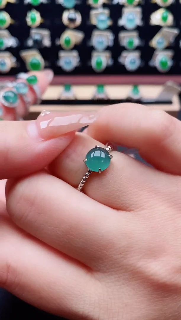 银S925镶嵌戒指翡翠1