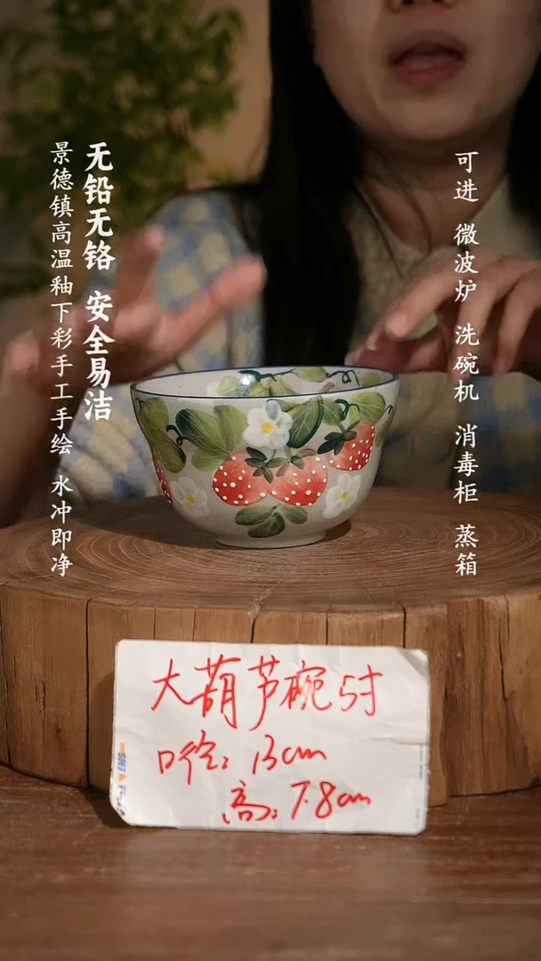 碗瓷景德镇手工手绘釉下彩高温瓷