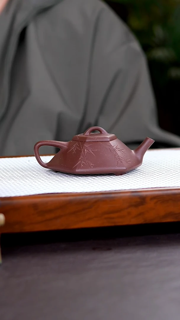 茶壶紫砂紫泥  六方合瓢 180cc