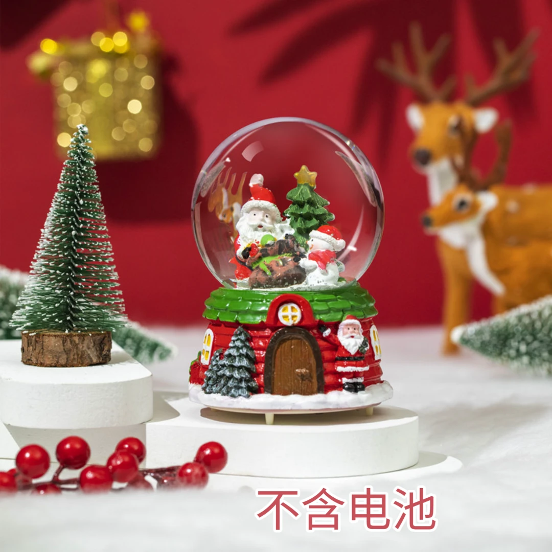 新款圣诞节带音乐水晶球小摆件平安夜礼品圣诞节小礼品女友朋友