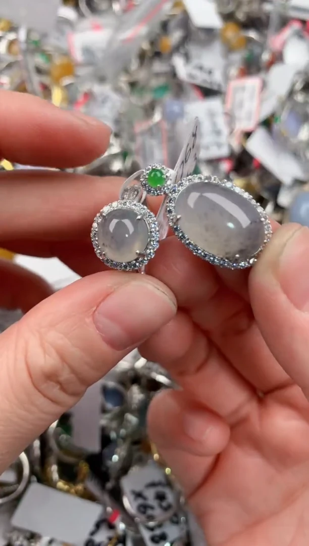 银S925镶嵌戒指翡翠777                9