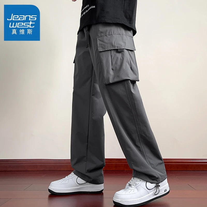 真维斯春秋季男女同款运动休闲裤美式潮流百搭阔腿工装裤宽松长裤