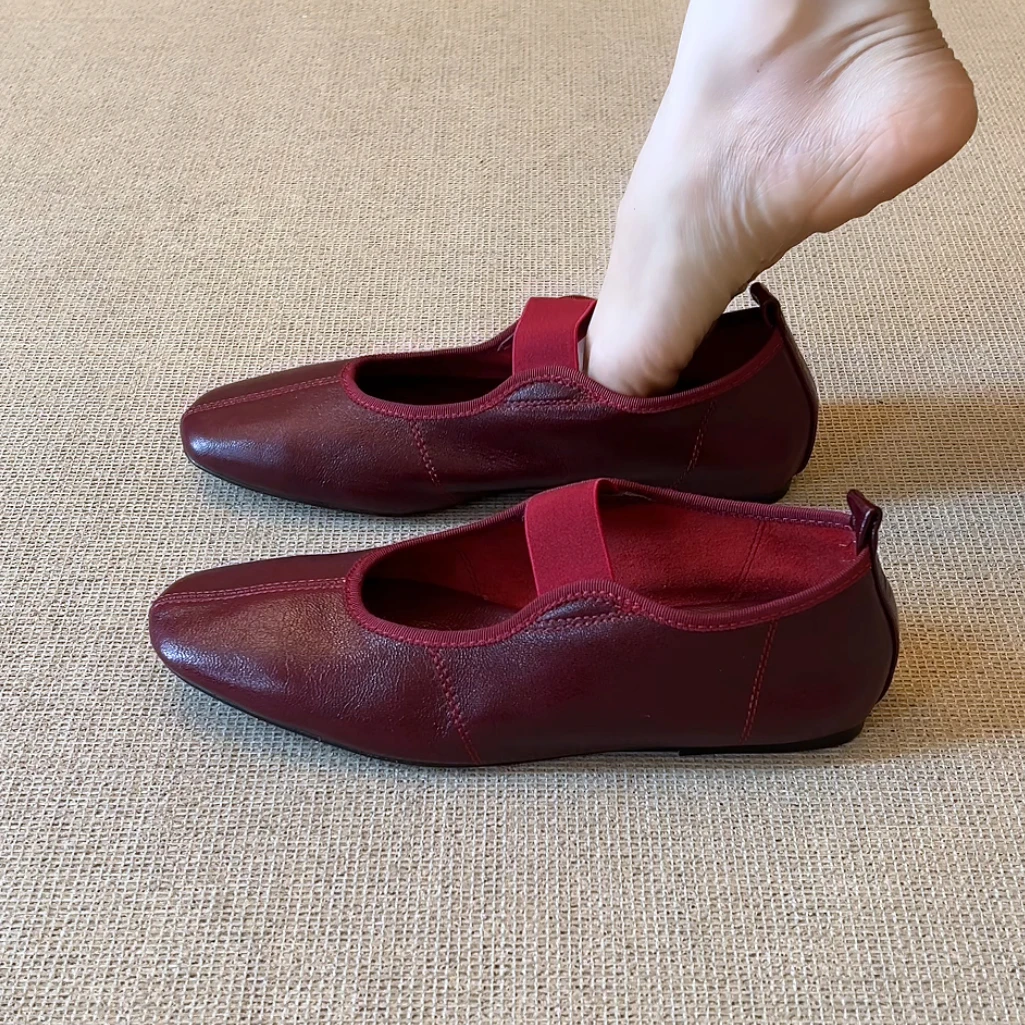 RubyL/2.5cm极简舒适百搭松紧一字带圆头纯色浅口内增高单鞋女款