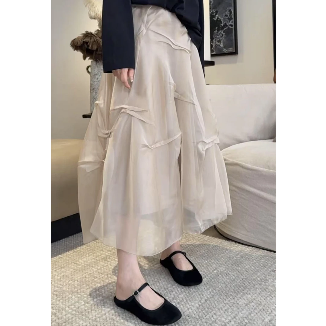 KOKO WANG秋冬时尚气质不规则褶皱垂坠显瘦百搭半身裙N0695B17Q41