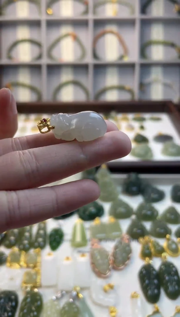 吊坠(不含链)银S925镶嵌和田玉1