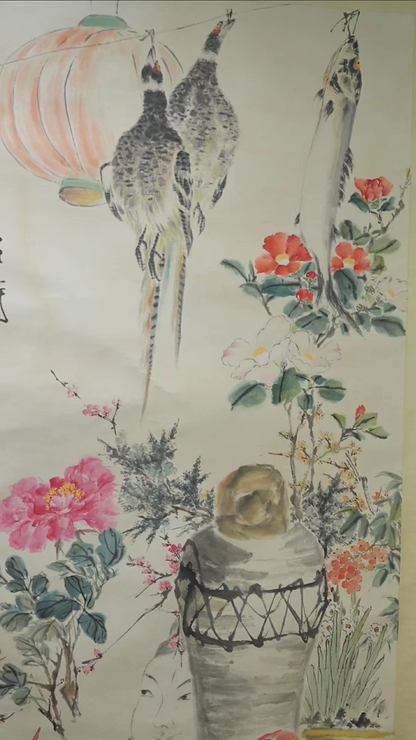 竖款【辽拍】V250709-2-472王先生花鸟纸本镜片