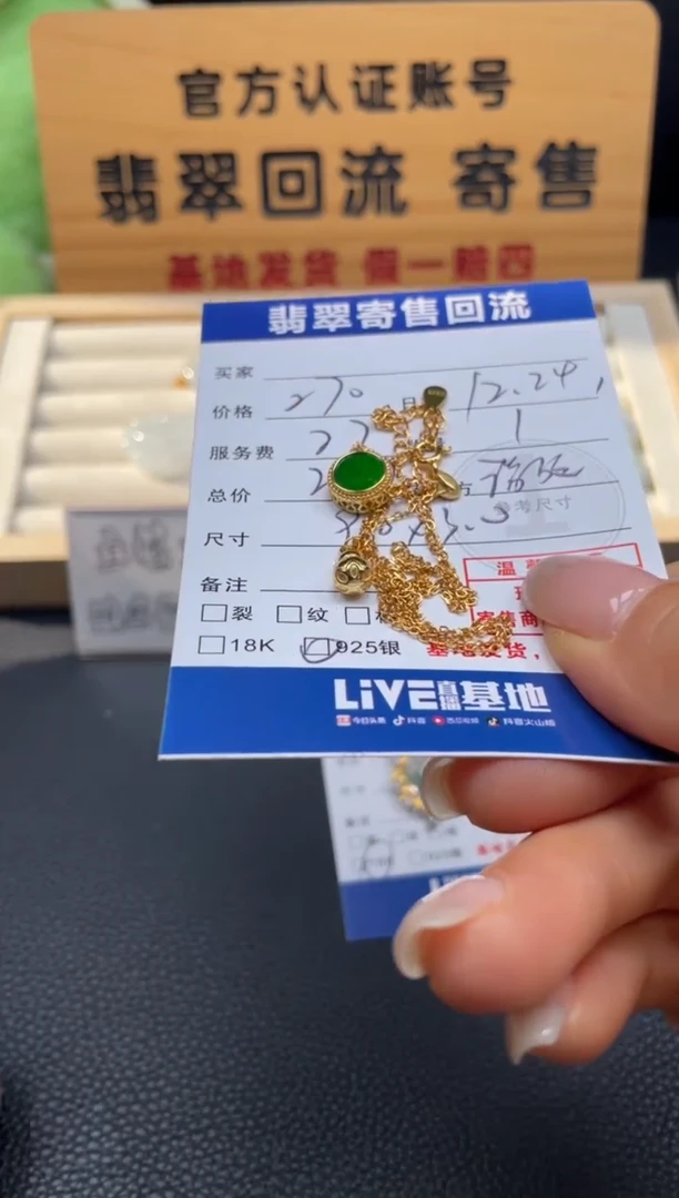 项链银S925镶嵌翡翠10152472