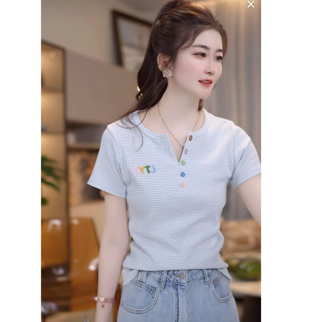 『彩扣设计U』设计显瘦百搭时尚T恤4420