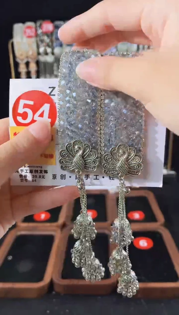 仿水晶铁合金54原创发夹一对倒夹