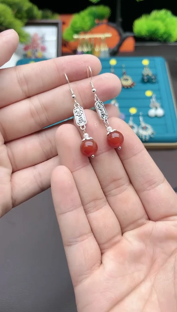 【闪购商品】南红玛瑙耳饰银S925镶嵌730000