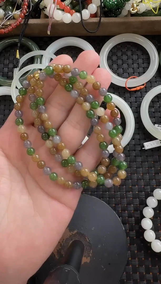 颈饰未镶嵌和田玉6mm多宝108长链