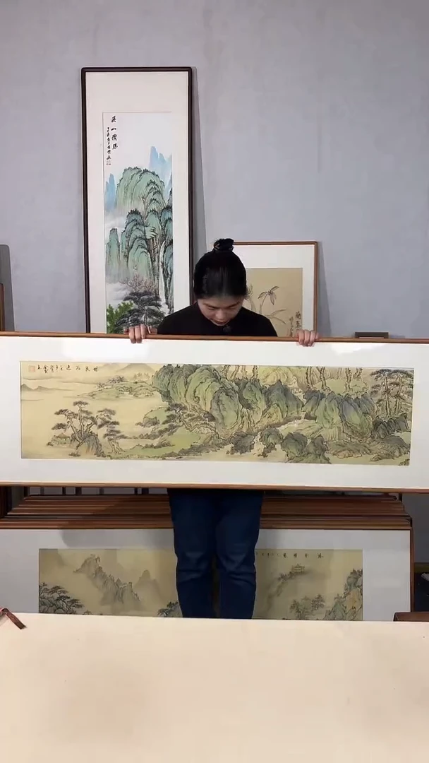 国画手绘*林泉高逸*52*172cm带框发货