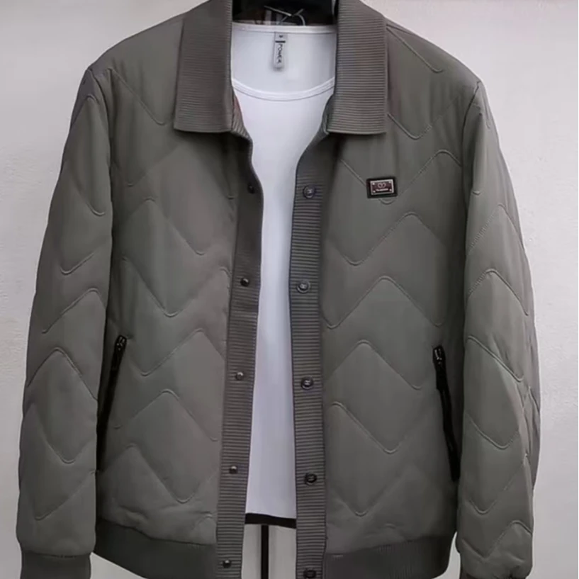 新款高品质男士翻领休闲加棉夹克外套