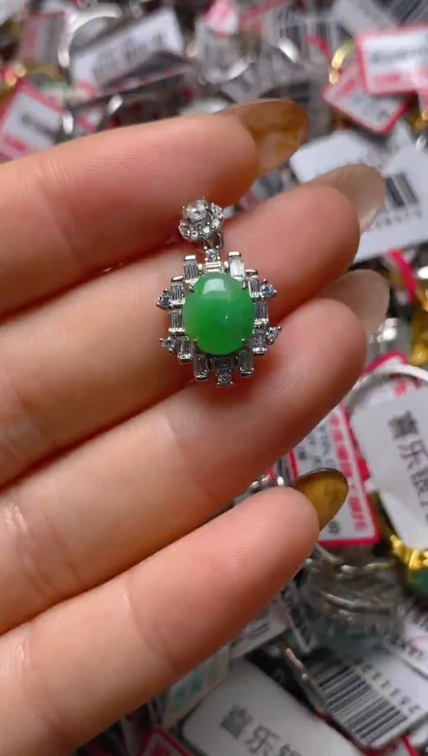 银S925镶嵌戒指翡翠百内无证书