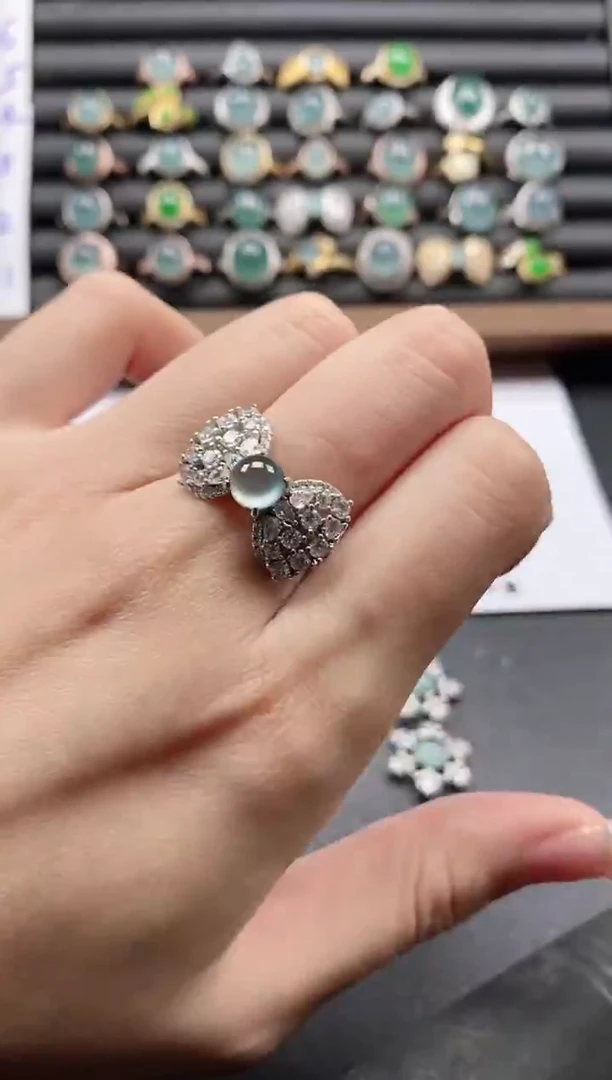 银S925镶嵌戒指翡翠51511