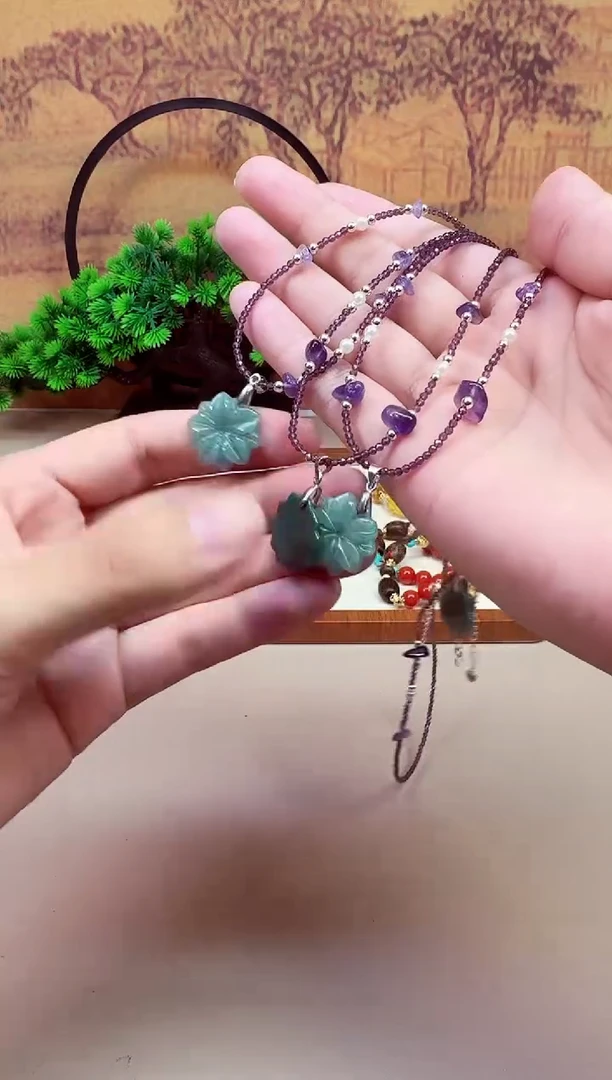 翡翠14K金镶嵌颈饰A127