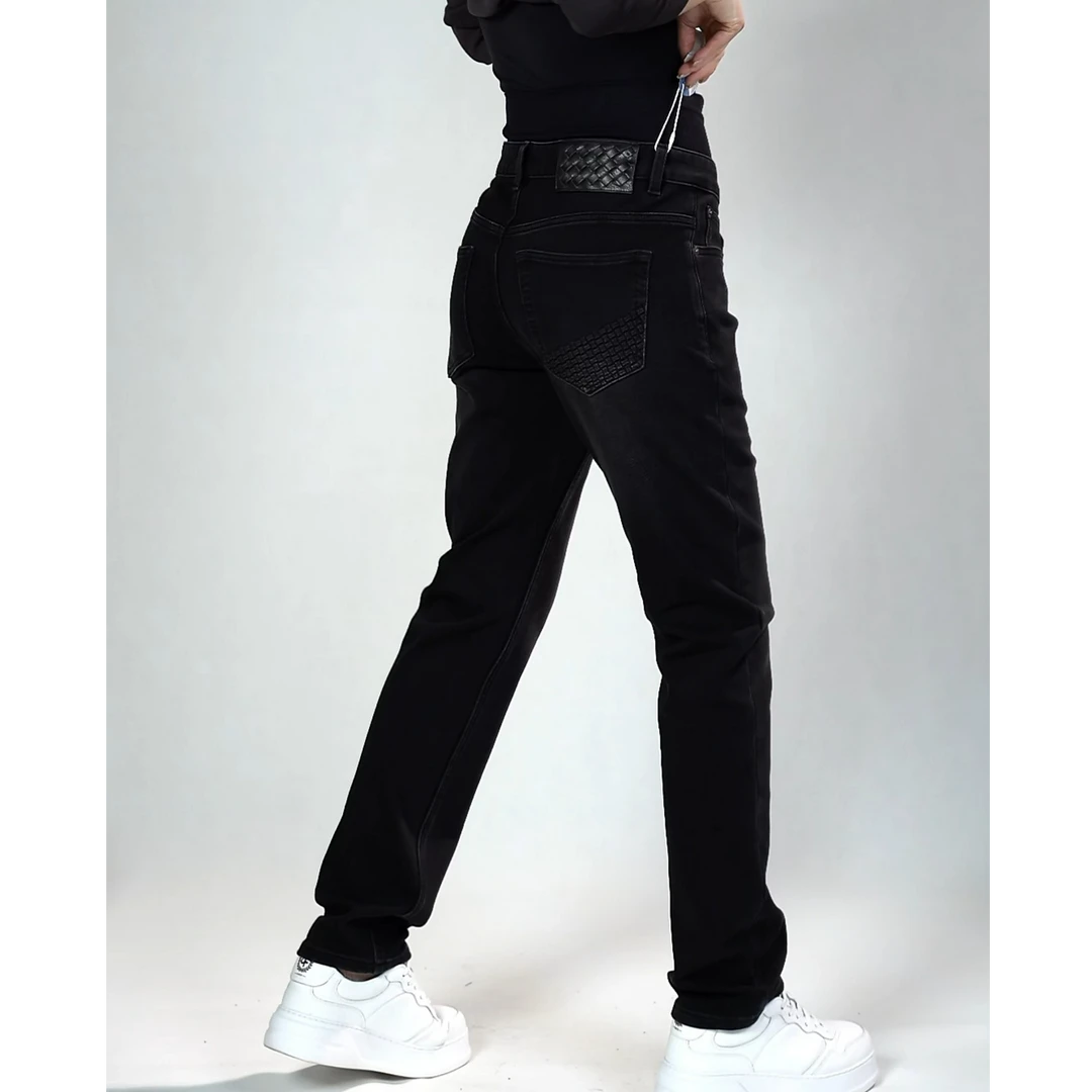 男士时尚直筒黑牛仔裤25889秋冬男装微修身小直筒水洗黑牛仔裤