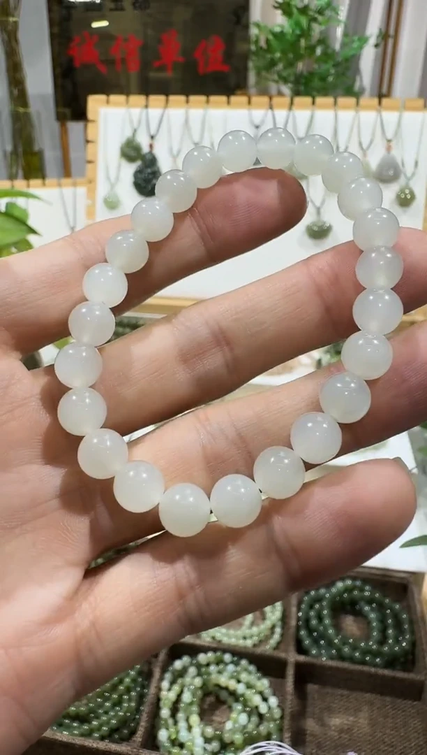 未镶嵌手串和田玉白玉手串8mm