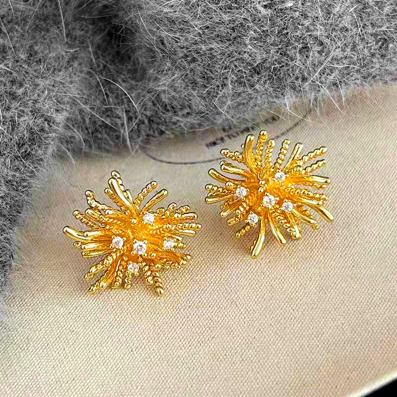 铜合金耳饰 a669轻奢高级感法式复古设计感独特蒲公英耳饰