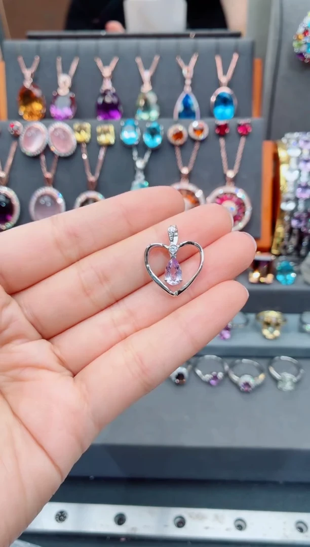 吊坠(不含链)银S925镶嵌水晶水晶吊坠