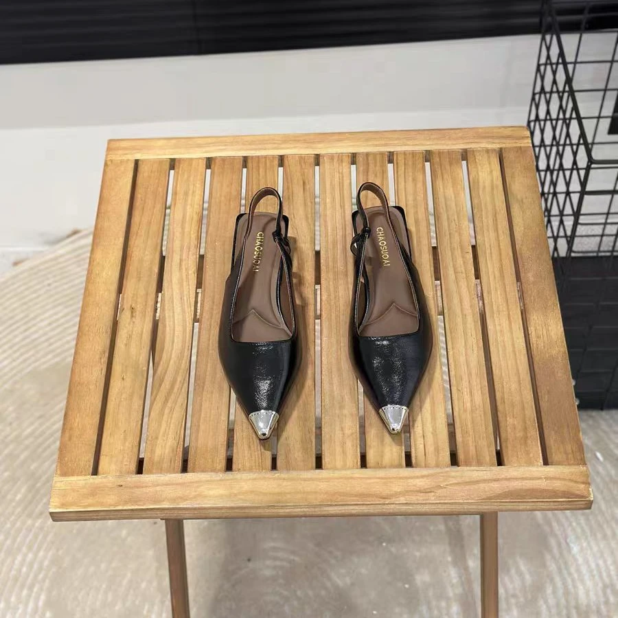 F68-10新款法式气质百搭时尚粗跟包头凉鞋