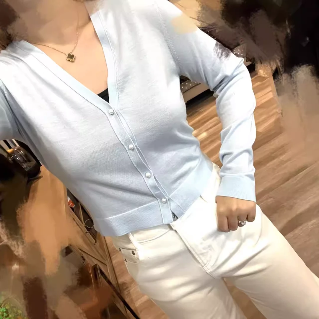 THEORY美国直邮SL CROP 95%羊毛珍珠扣针织开衫O0311714