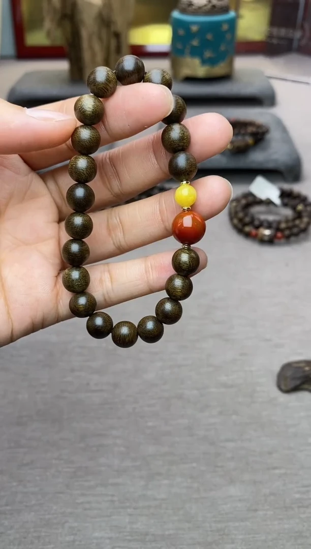 【闪购商品】沉香手串越南顺化玉化紫棋楠08 沉水单圈+配饰