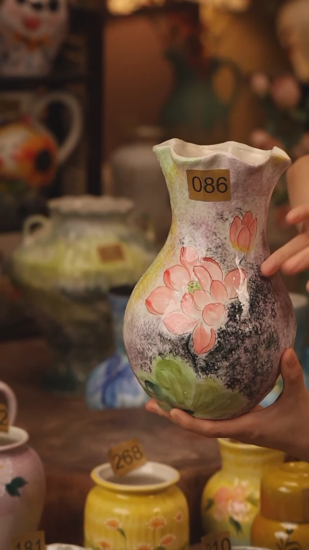 陶瓷086景德镇设计师手作花器摆件侘寂风